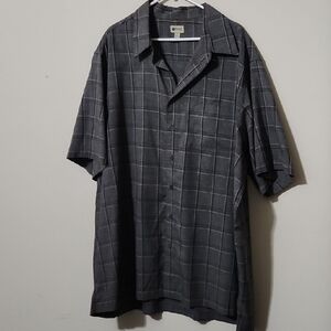 Haggar Men's Charcoal Checkered Button-Down Shirt